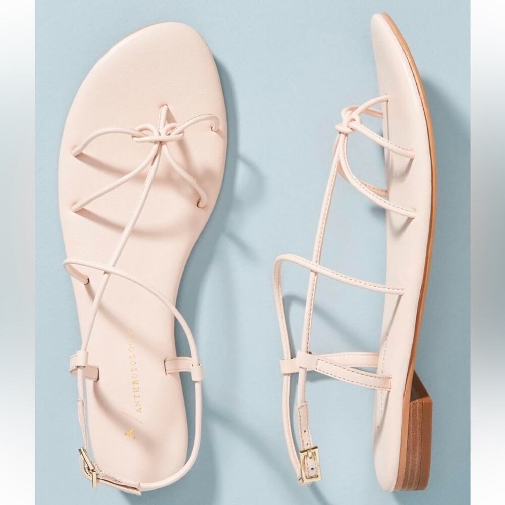 ANTHROPOLOGIE DAYDREAM LIGHT PINK STRAPPY TOE LOOP SANDALS SIZE 9